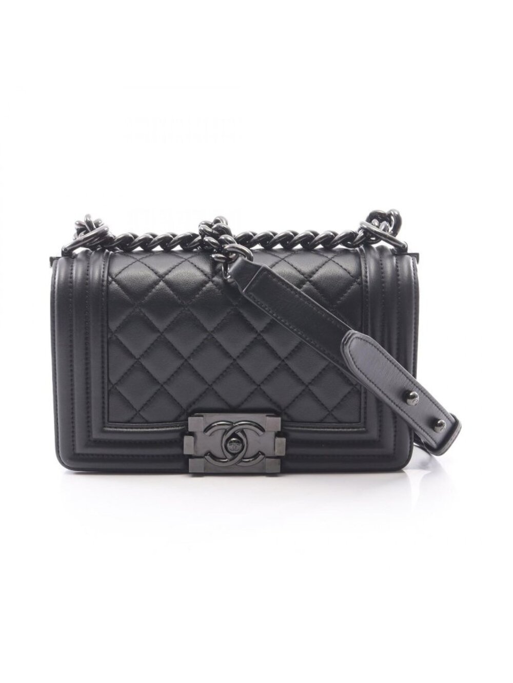 Chanel Shoulder Bag Boy Small Black Lambskin Chain